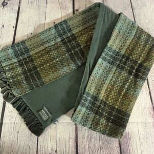 Earth Squared Scottish Heather Double Lined Cozy Tweed Velvet Ruffle Trim Scarf